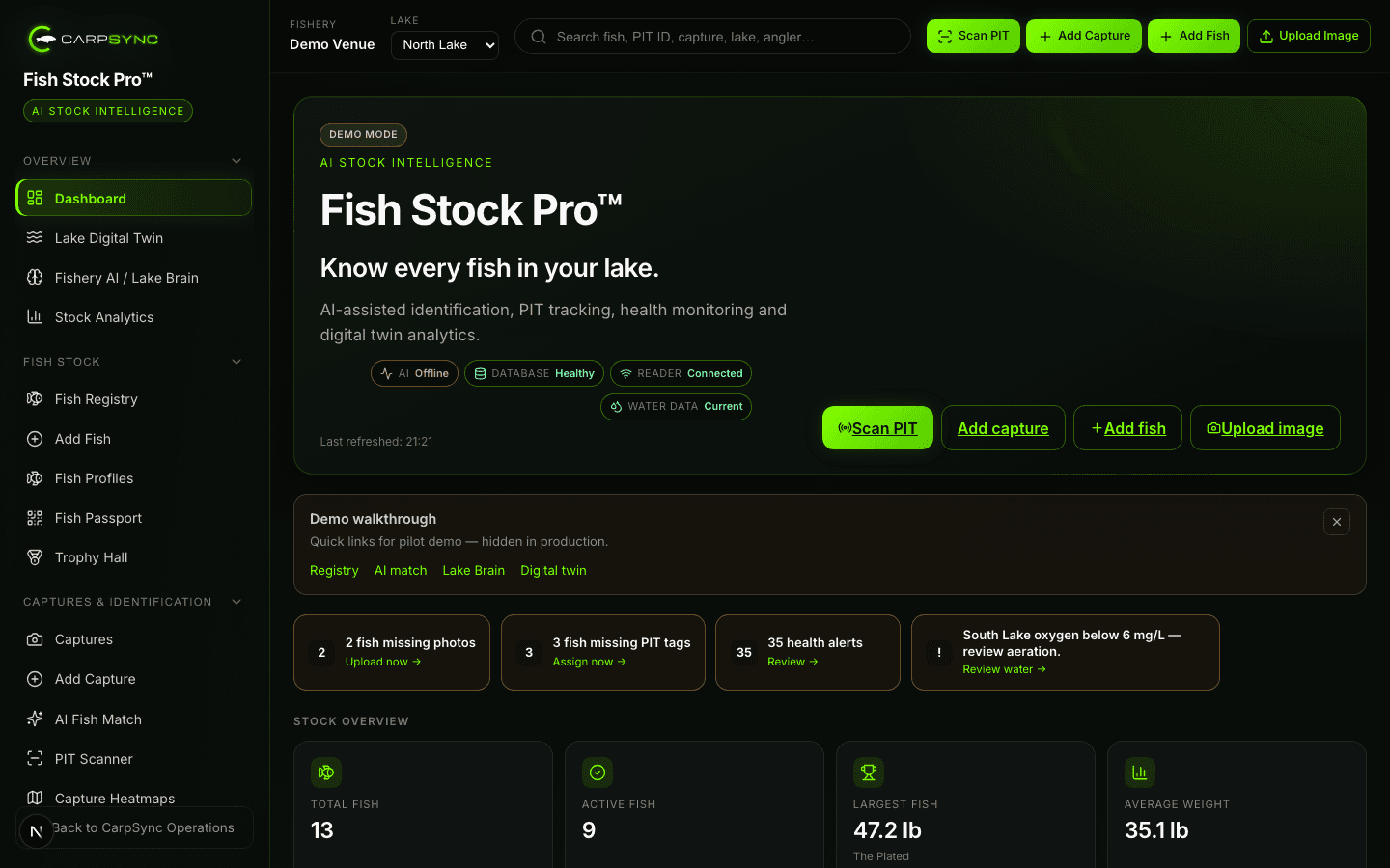 Fish Stock Pro dashboard